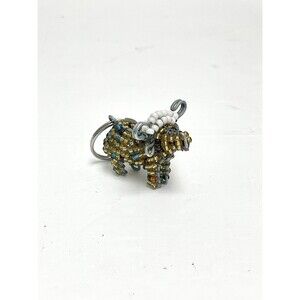 African Beaded Animals Bull Keychain Handmade Wire Art Cow